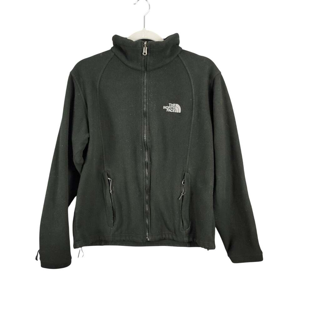 The North Face Womens Full Zip Fleece Jacket Large Black Embroidered Logo